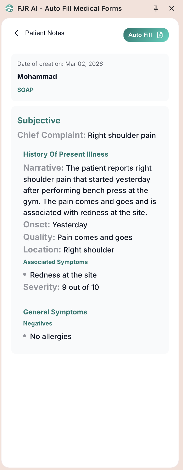 Chrome extension auto-fill notes